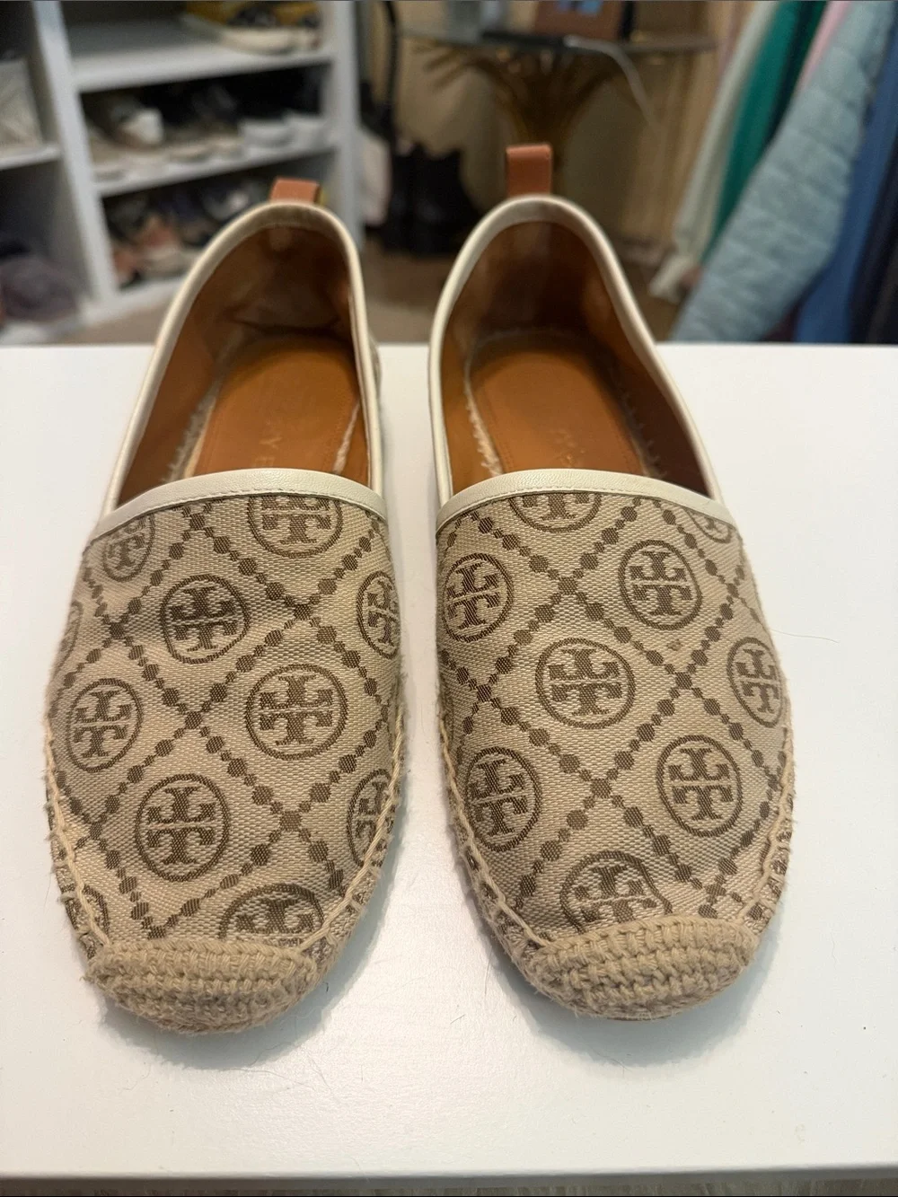 Tory Burch Hazel Monogram Canvas Espadrille Slip-Ons